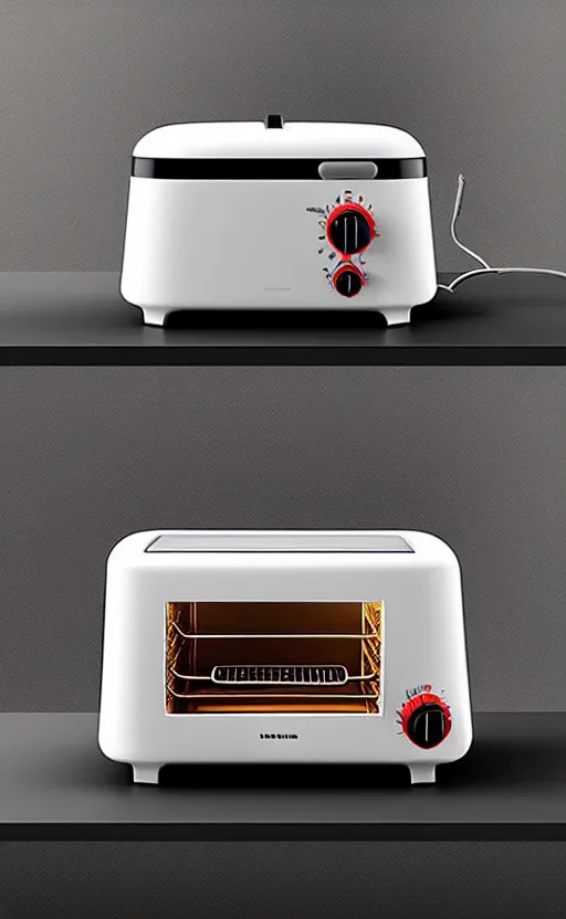 Image similar to a stylish electric toaster oven ; designed by marc newsom, zaha hadid, blonde, joseph and joseph, dieter rams ; natural materials ; industrial design ; behance ; le manoosh ; pinterest ; if design award ; reddot design award