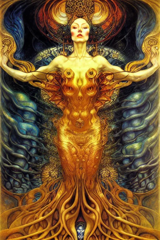 Image similar to Divine Chaos Engine by Karol Bak, Jean Delville, William Blake, Gustav Klimt, and Vincent Van Gogh, symbolist, visionary