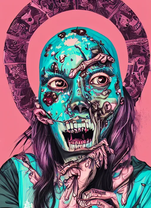 Image similar to zombie girl hiphop streetwear drip, tristan eaton, victo ngai, artgerm, rhads, ross draws