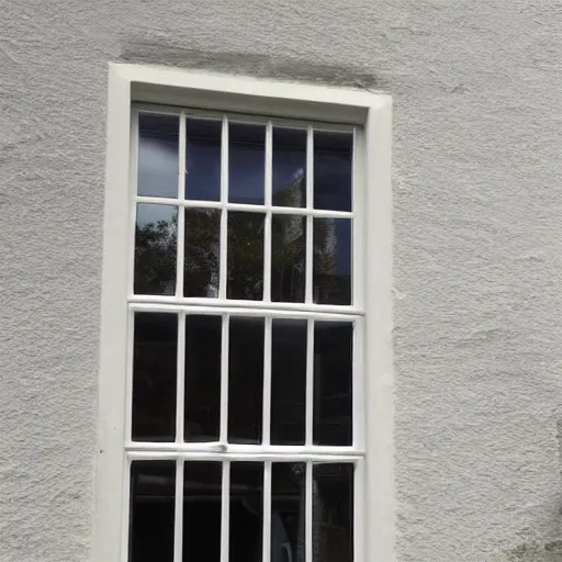 Prompt: hexagonal sash window on a british wall