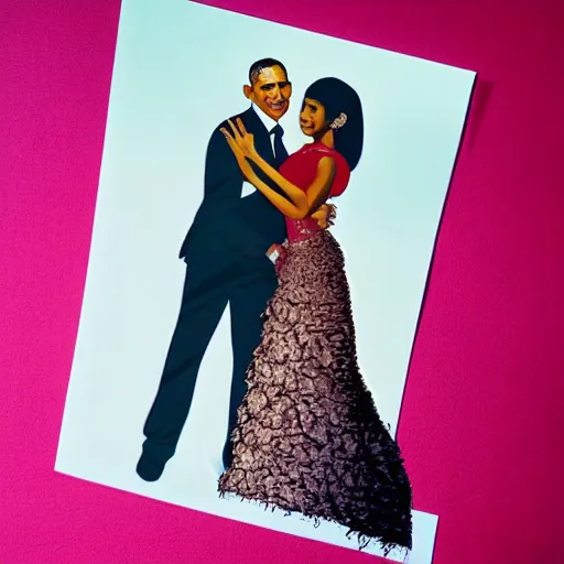 Image similar to nicki minaj marrying barack obama, highly detailed poster illustration