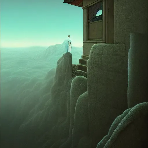 Image similar to minimalistic, hyperrealistic surrealism, award winning masterpiece with incredible details, a surreal vaporwave liminal space, highly detailed, trending on ArtStation, David Friedrich