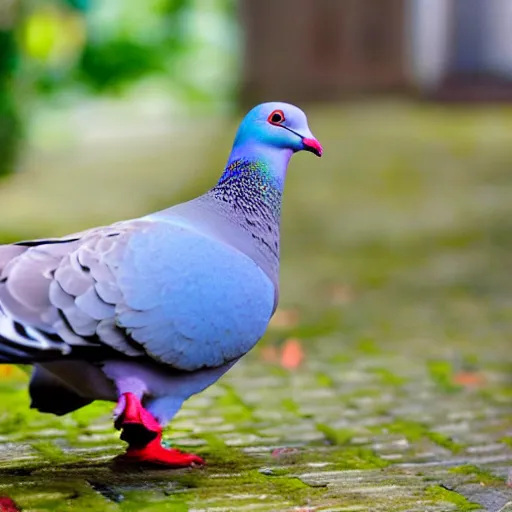 Image similar to a pigeon with a dog head, photography