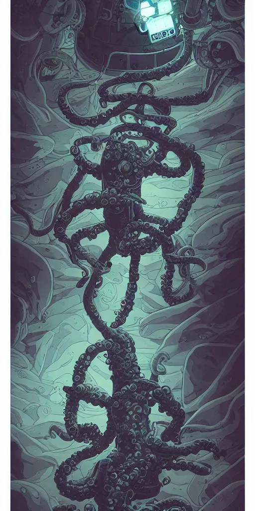 Image similar to eldritch astronaut with tentacle arms, style of james jean and laurie greasley and greg rutkowski, dynamic composition, dramatic lighting, hyper - realistic, ultra detailed, 8 k