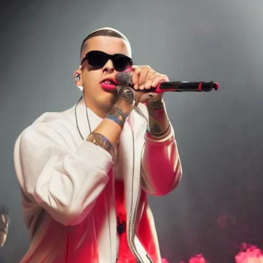 Image similar to bad bunny preforming in aruba award winning photo