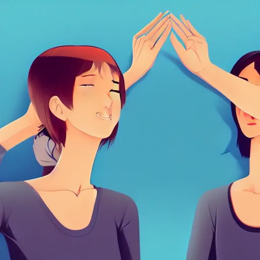 Prompt: two people high fiving, clean cel shaded vector art. shutterstock. behance hd by lois van baarle, artgerm, helen huang, by makoto shinkai and ilya kuvshinov, rossdraws, illustration