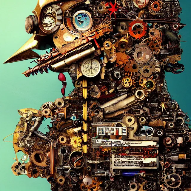 Prompt: profile portrait of a bird, computer parts, mechanical parts, by giuseppe arcimboldo, steampunk, cyberpunk, futuristic, psychedelic, surreal, sci - fi, vaporwave, alien, dreamlike.