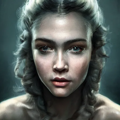 Image similar to hyperrealistic painting of Sanna Marin, d&d, stunning 3d render inspired art by Tim Okamura and Lise Deharme + perfect facial symmetry + dim volumetric lighting, 8k octane beautifully detailed render, post-processing, extremely hyperdetailed, intricate, epic composition, grim yet sparkling atmosphere, cinematic lighting + masterpiece, trending on artstation, very very detailed, masterpiece, stunning
