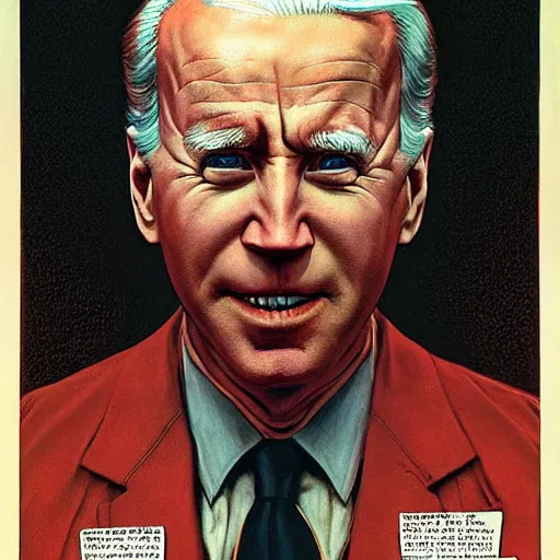 Image similar to patriotic nightmare of joe biden, perfectly clear face, by j. c. leyendecker and beksinski