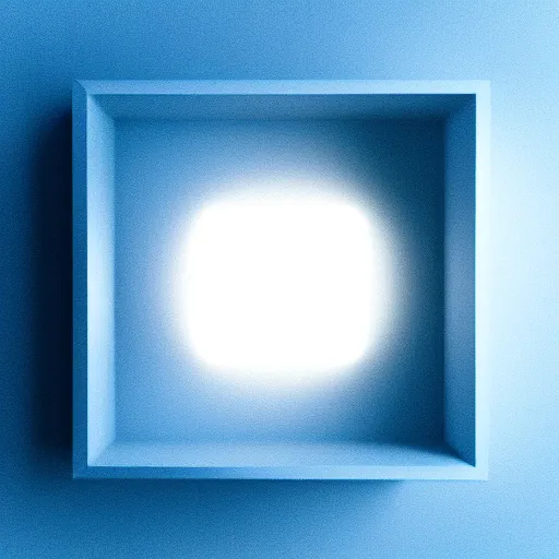 Prompt: single blue cube, studio light, octane render