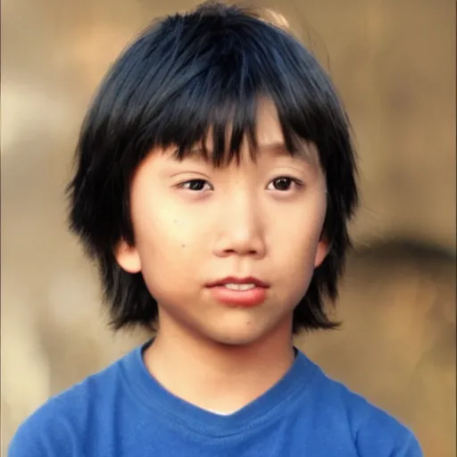 Image similar to asian 6 year old luke skywalker, underbite, heart shaped face, thin short hair