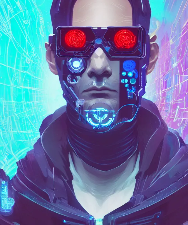 Image similar to a portrait of a male cyberpunk netrunner wearing a hadron collider, fantasy, elegant, digital painting, artstation, concept art, matte, sharp focus, illustration, art by josan gonzalez