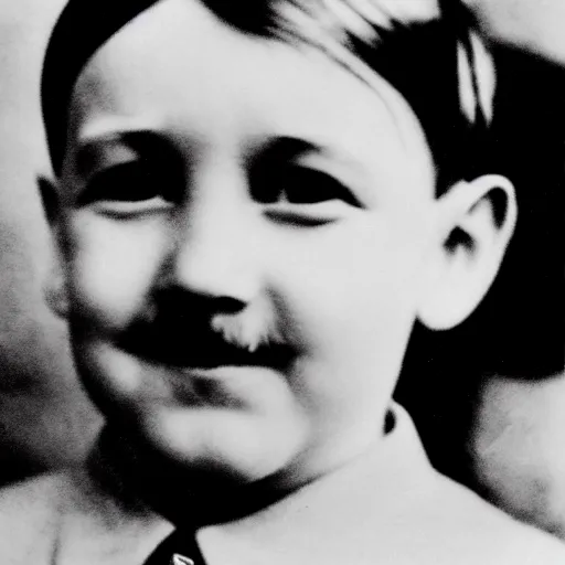 Image similar to a face portrait of adolf hitler at 6 years old. photography.