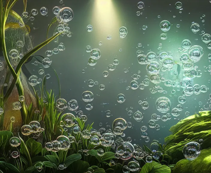 Image similar to elegance, transparent clear see - through image of many bubbles, lush botany, flowers, industrial plant environment, ultra realistic, concept art, photorealistic, octane render, 8 k, unreal engine. art by gustave dore and nori inoguchi and sam kaplan and zachary goulko and christopher marley and artgerm and alphonse mucha