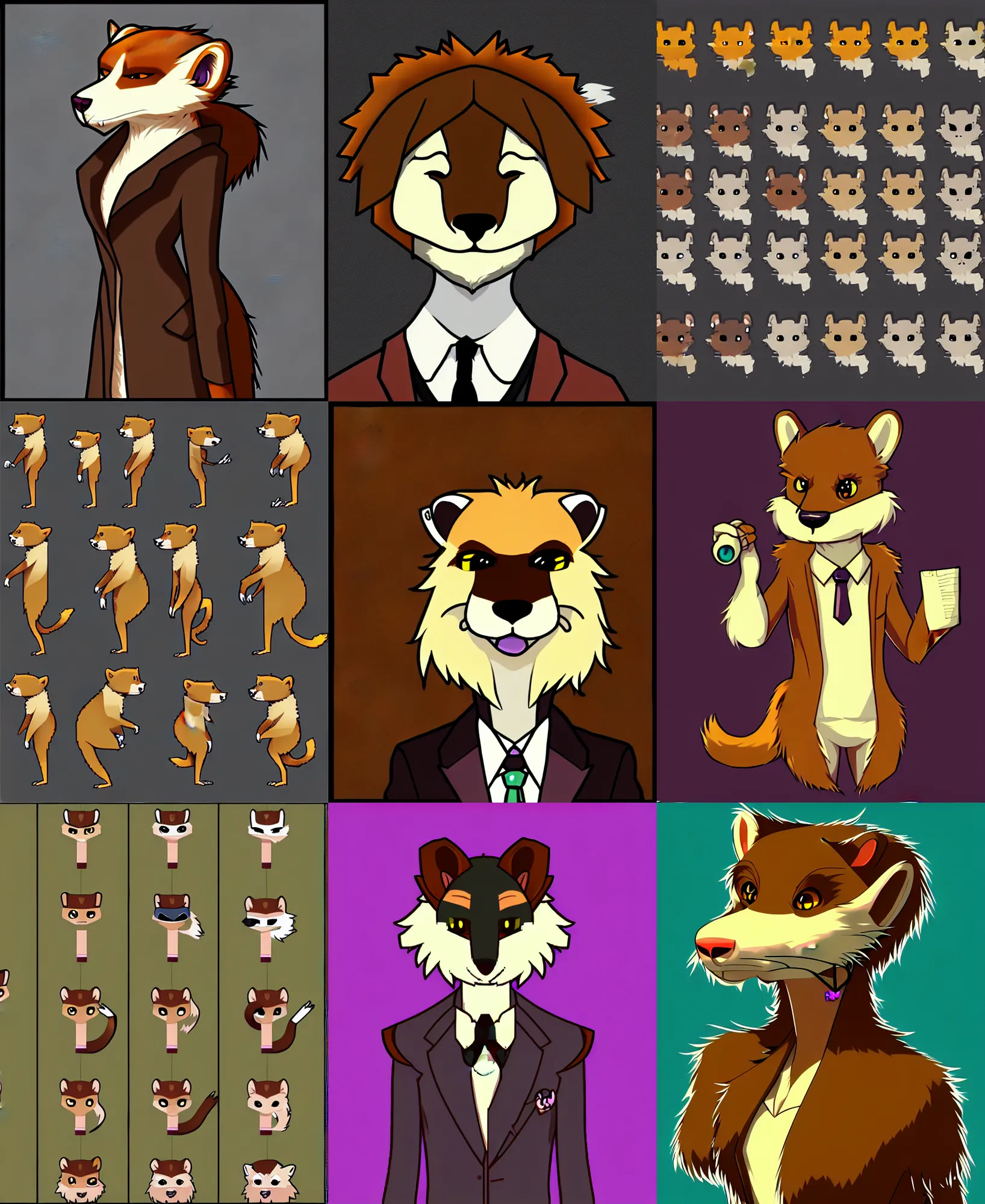 Prompt: furry - weasel - detective - fursona uhd ue 5 visual novel pc game expression art portrait sprite