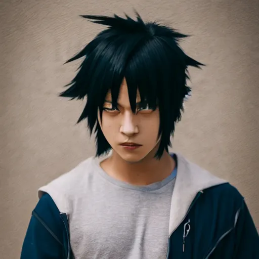 Image similar to photo of sasuke uchiha, iq 4, 1 5 0 mp, 5 0 mm, f 1. 4, iso 2 0 0, 1 / 1 6 0 s, natural light, adobe photoshop, adobe lightroom, photolab, affinity photo, photodirector 3 6 5