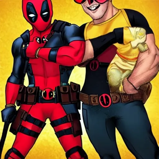 Image similar to deadpool and honey being best friends