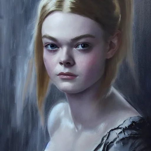 Prompt: ultra realistic medium shot portrait painting of elle fanning in dark souls, art by frank frazetta, 4 k, ultra realistic, highly detailed, epic lighting