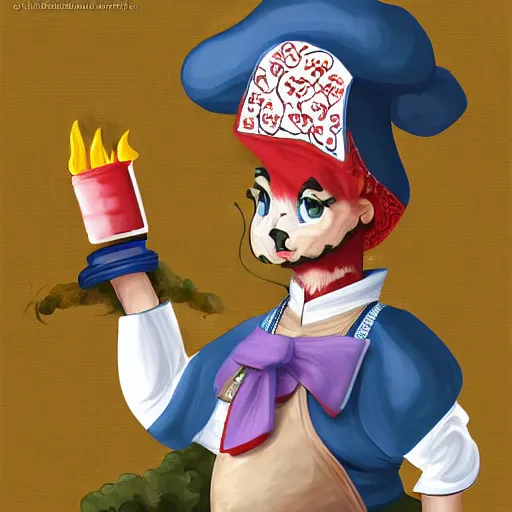 Image similar to dragon in chef's attire, digital painting