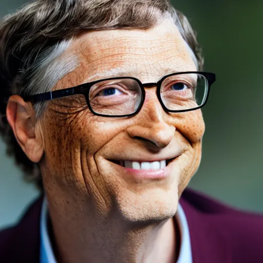 Image similar to portrait photo still of real life bill gates, 8 k, 8 5 mm f 1. 8