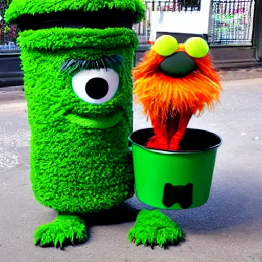 Image similar to oscar the grouch in a really really really really really really good mood