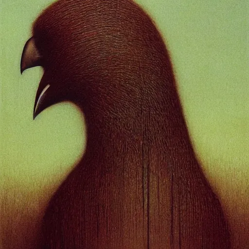 Prompt: half human half raven bird girl by Beksinski