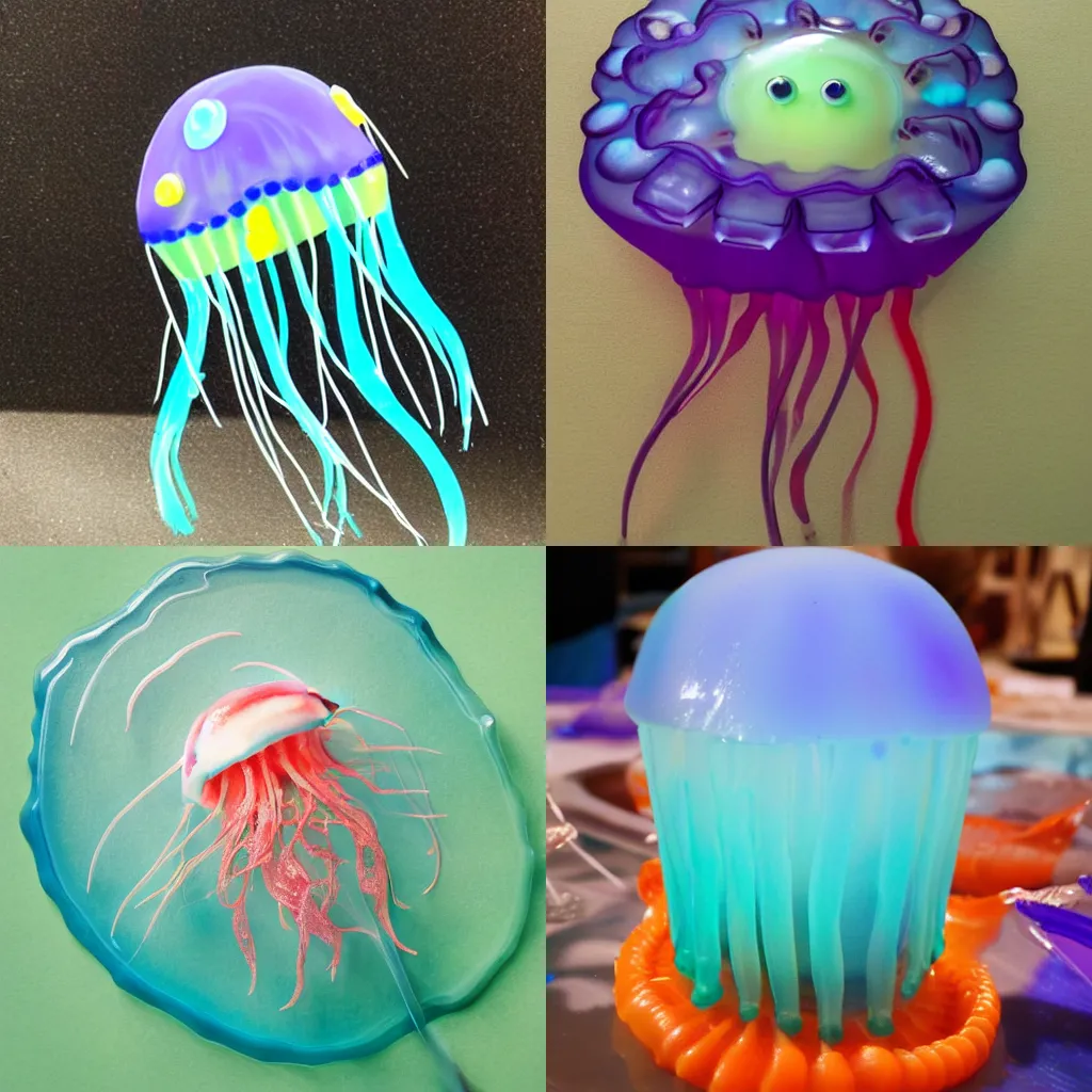 Prompt: a jellyfish made of jell-o