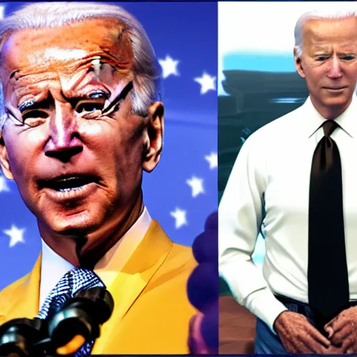 Image similar to joe biden in half life alyx ending scene with gman, half life ending screenshot