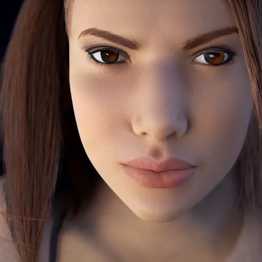 Image similar to young woman face with 8 inch long nose octane render