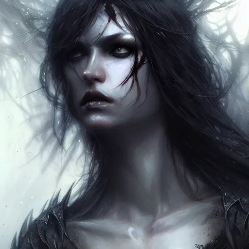 Image similar to banshee, character portrait, sharp, digital matte painting, art by luis royo, greg rutkowski, wlop, dramatic lighting, trending on artstation