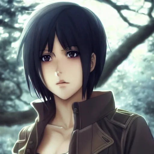 Prompt: anime mikasa ackerman, bokeh, beautiful face!!!!, 2 7 years old, sharp focus, cg animation, lifelike, animated, realistic, character select portrait, by artgerm, greg rutkowski, alphonse mucha, 3 d