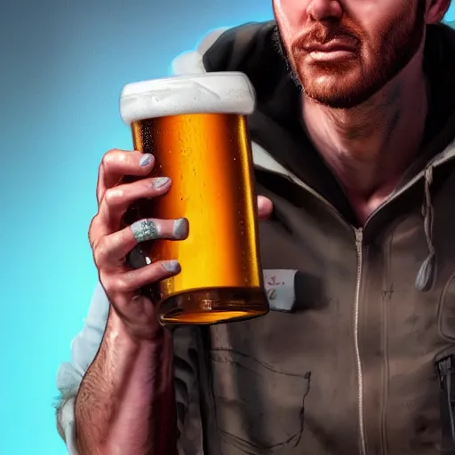 Prompt: Funcy Pop of Man holding beer, hyperdetailed, artstation, cgsociety, 8k,