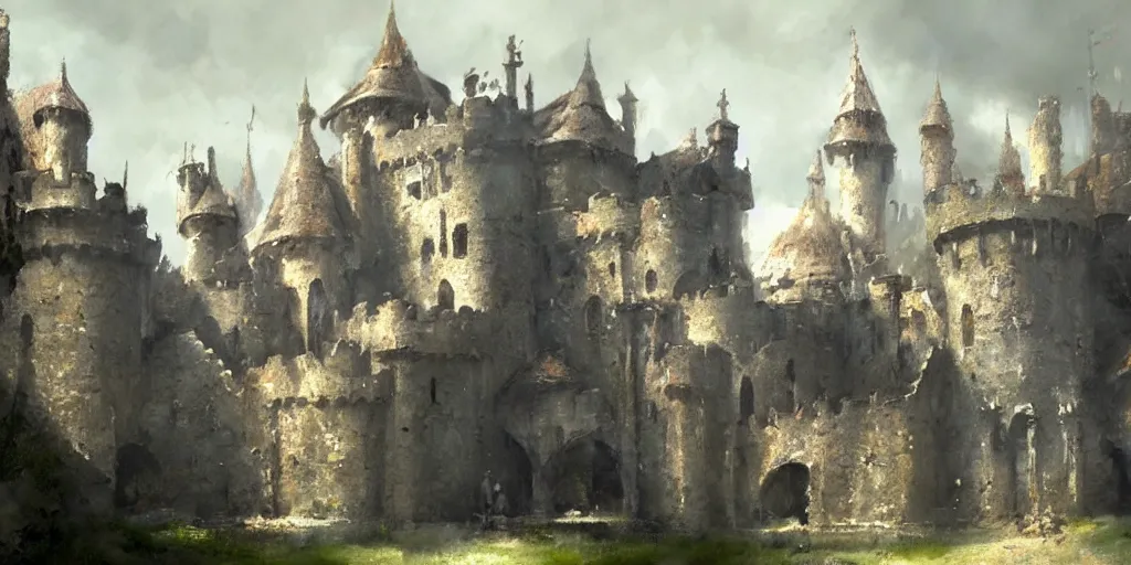 Image similar to a medieval castle by craig mullins, extremely beautiful