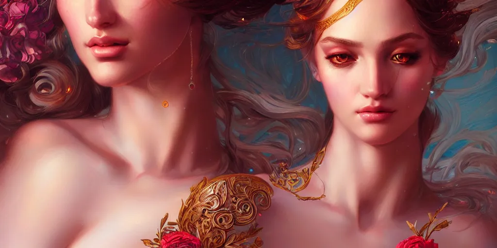 Prompt: portrait of a seductive aphrodite, detailed intricate illustration, detailed illustration, hd, 4 k, digital art, overdetailed art, by greg rutkowski, by loish, complementing colors, trending on artstation, deviantart
