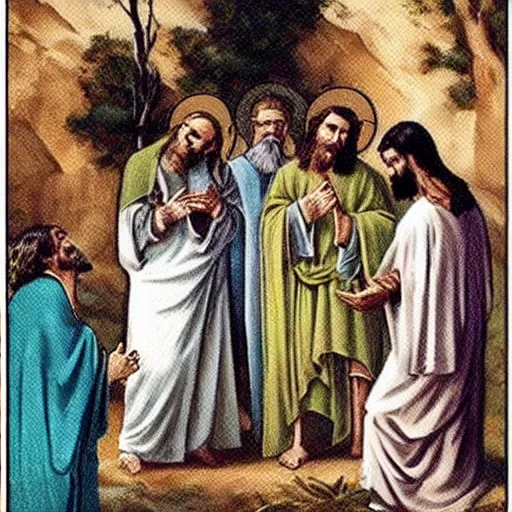 Prompt: jesus passing a blunt to his disciples