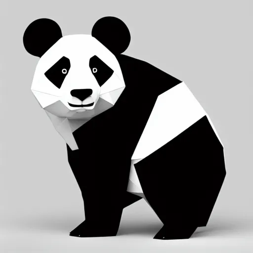 Image similar to panda, low poly, isometric, 3D render, white background