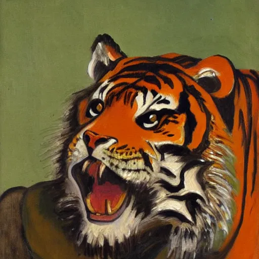 Image similar to a painting of roaring tiger by irma stern