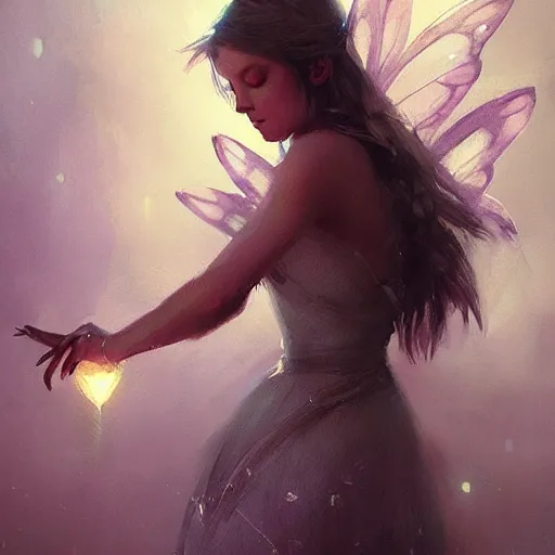 Prompt: “pretty fairy by Greg Rutkowski, realism, fantasy, trending on Artstation”