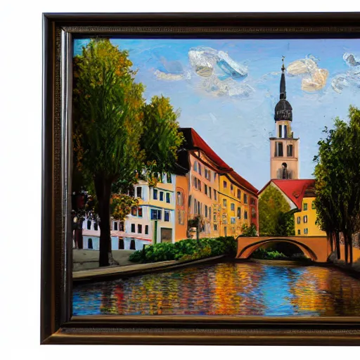 Prompt: a beautiful impasto oil painting of the city of regensburg, ratisbona, digital art