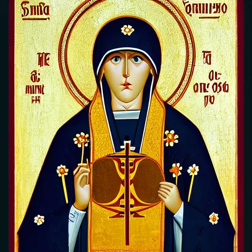 Prompt: Saint Olga of Kiev icon by Hayao Miyazaki