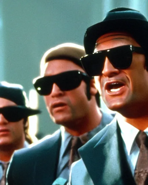 Image similar to film still close up shot of dwayne johnson in the movie the blues brothers. photographic, photography