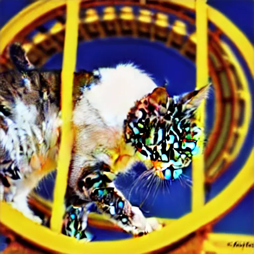 Image similar to !!! cat!!!, ( ferris wheel ), feline, sitting, riding, award winning photo