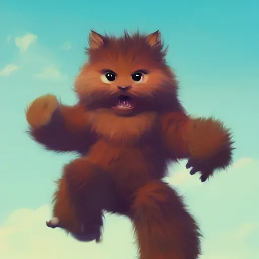 Prompt: very cute baby monster fluffy, very furry, dancing, happy, minimalist, behance hd by jesper ejsing, by rhads, makoto shinkai and lois van baarle, ilya kuvshinov, rossdraws global illumination