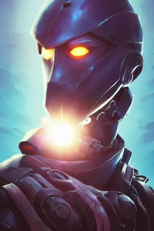 Image similar to epic mask helmet robot ninja portrait stylized as fornite style game design fanart by concept artist gervasio canda, behance hd by jesper ejsing, by rhads, makoto shinkai and lois van baarle, ilya kuvshinov, rossdraws global illumination radiating a glowing aura global illumination ray tracing hdr render in unreal engine 5