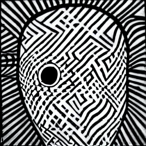 Image similar to graffiti of man with one eye made with circles and lines