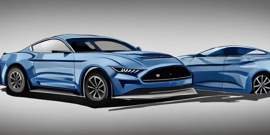 Image similar to hybrid design of Ford Mustang GT 1970 and Aston Martin 2022. No background, concept art style.