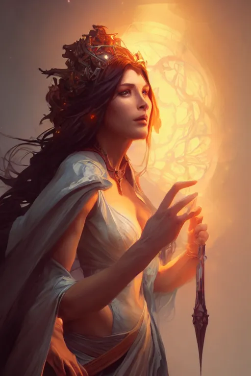 Prompt: beautiful sorceress, accurate anatomy, only two hands, highly detailed, digital painting, artstation, concept art, smooth, sharp focus, illustration, Unreal Engine 5, 8K, art by ross tran and greg rutkowski and alphonse Mucha