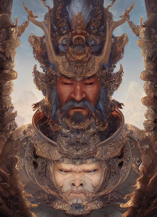 Prompt: digital painting of chinese gods, by filipe pagliuso and justin gerard symmetric, fantasy, highly detailed, realistic, intricate port