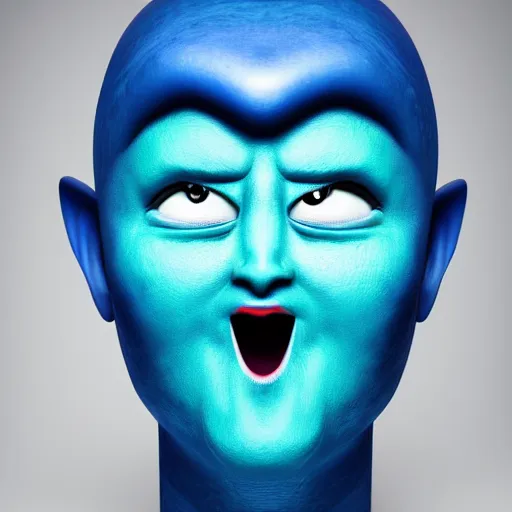 Image similar to portrait of a blue alien, singing opera, photo, 8k