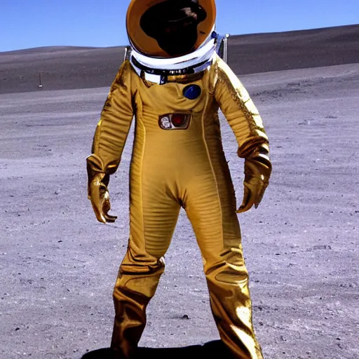 Image similar to a man wearing a futuristic NASA cowboy outfit